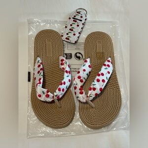 Cherry Print Flip Flops and matching key holder.